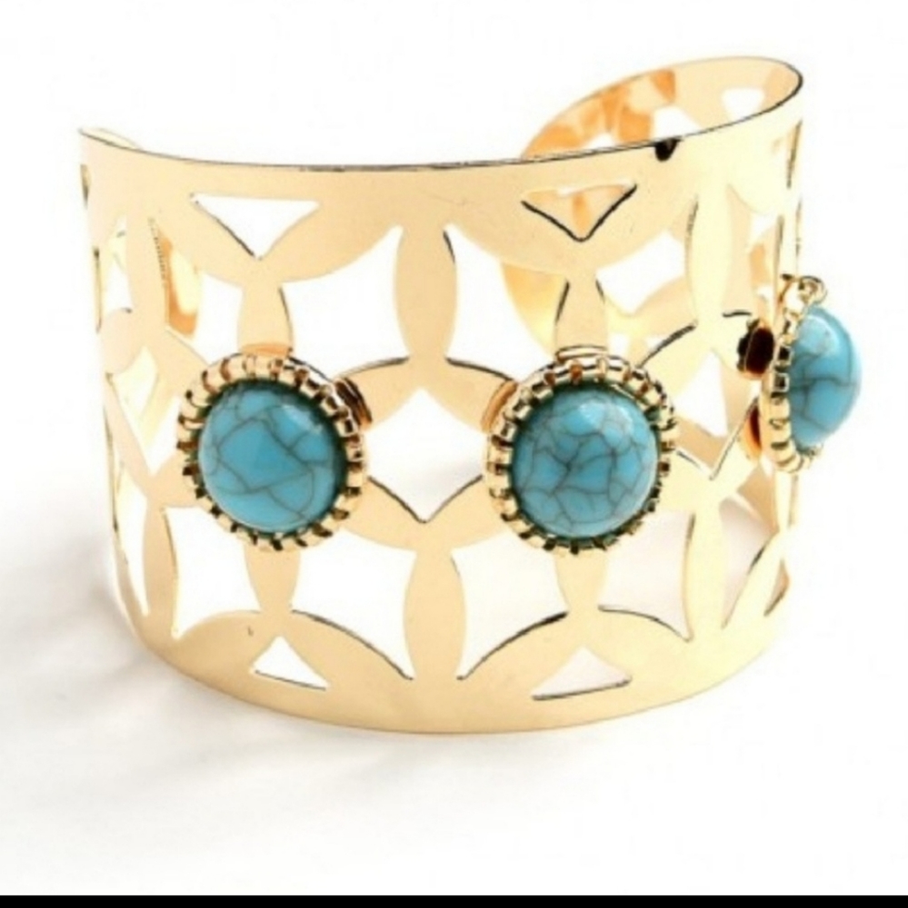 Boho Gold Tone Cuff Bracelet